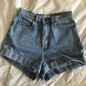 American Apparel Light Denim High Waisted Shorts